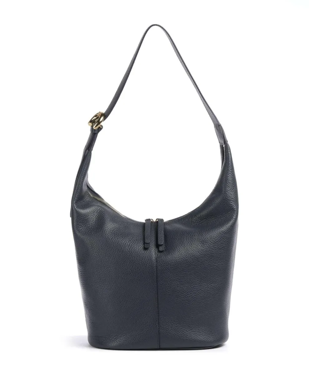 Fernanda Beuteltasche genarbtes Leder dunkelblau