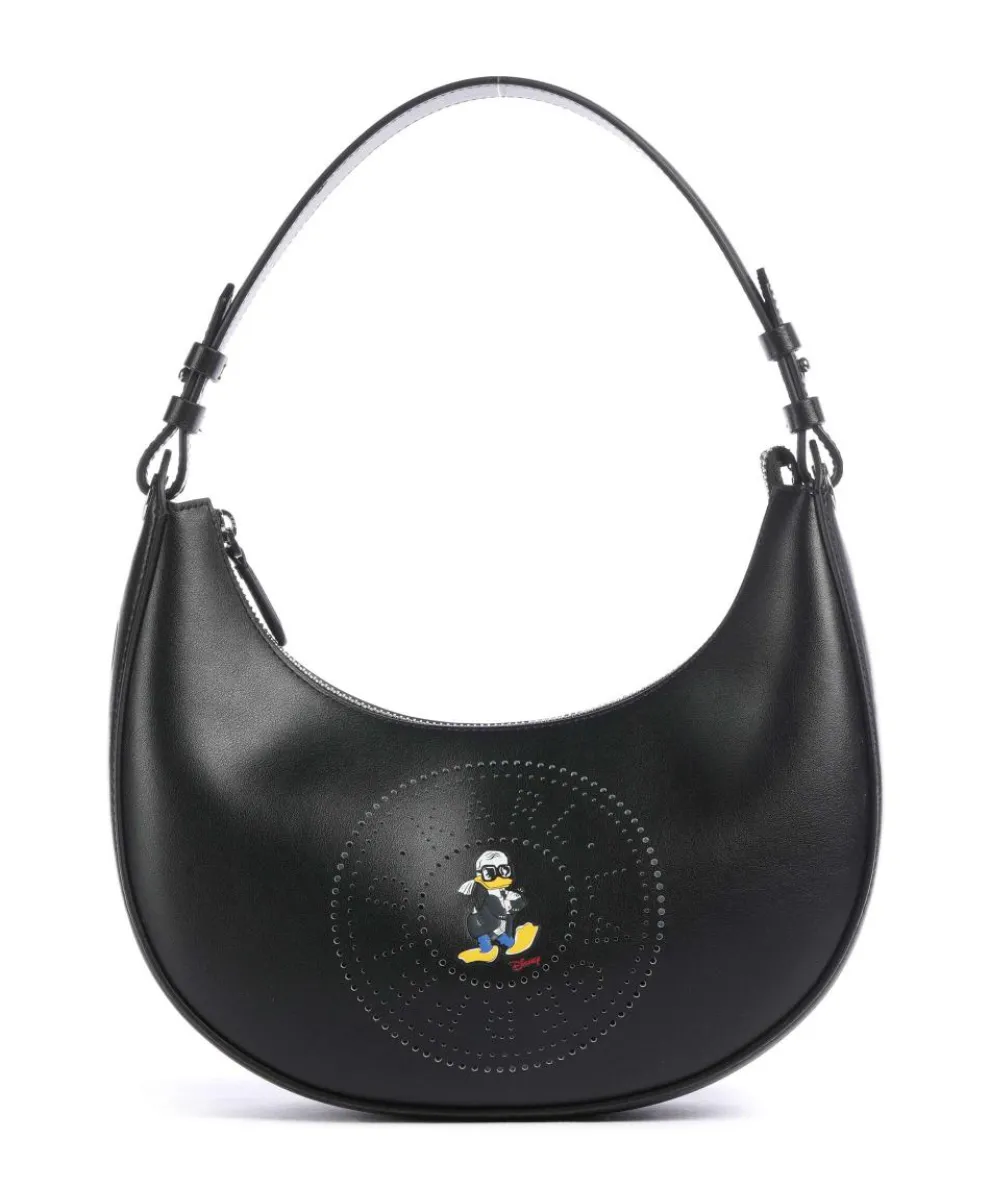 KL x Disney Schultertasche fein genarbtes Rindsleder schwarz