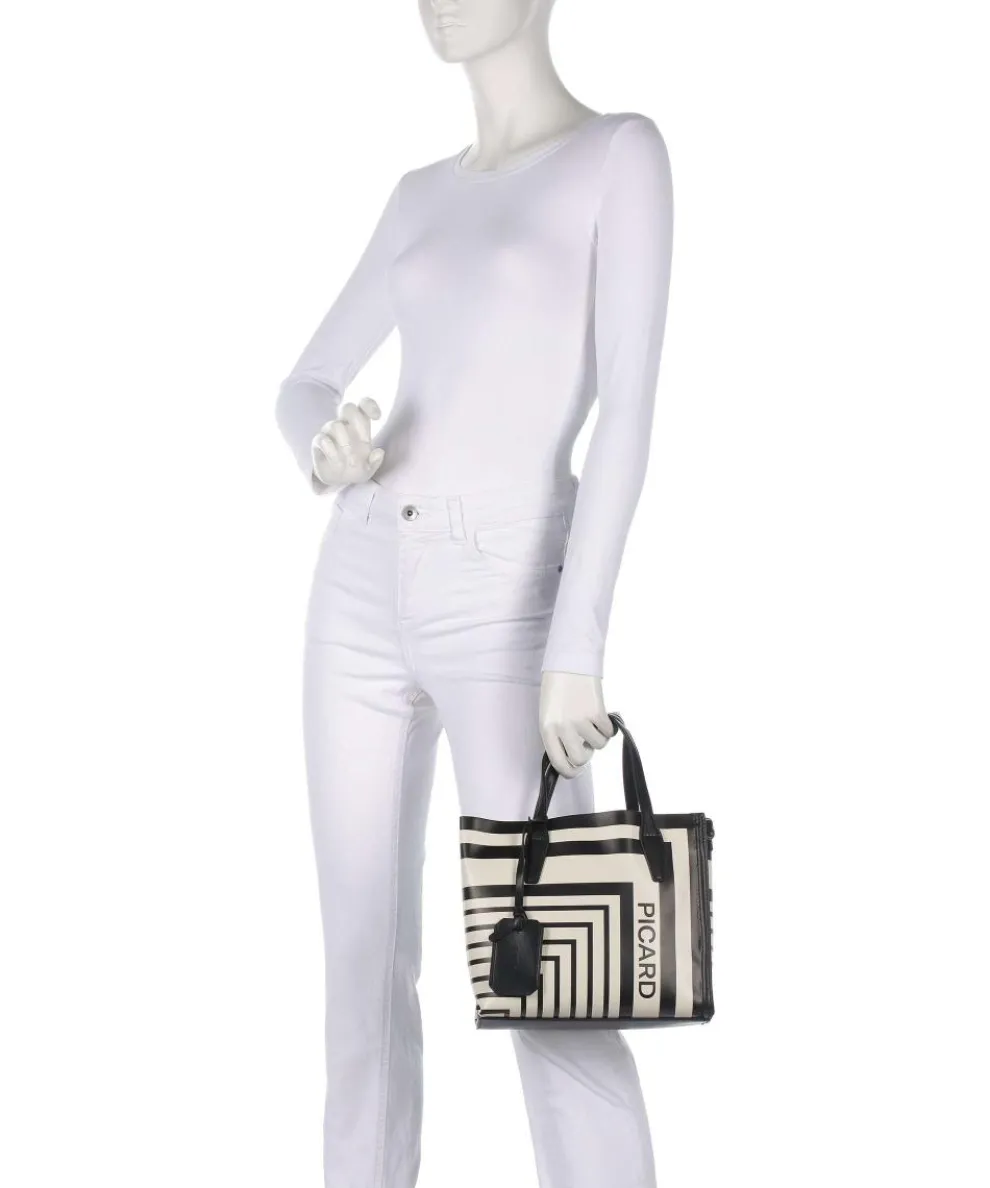 Brasilia Handtasche Lederimitat schwarz/weiß