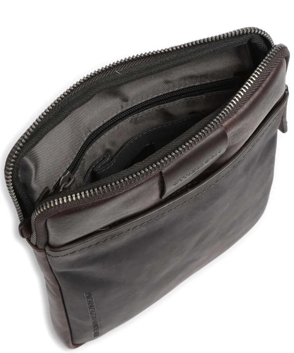 Brick Lane Umhängetasche fein genarbtes Rindsleder dunkelbraun