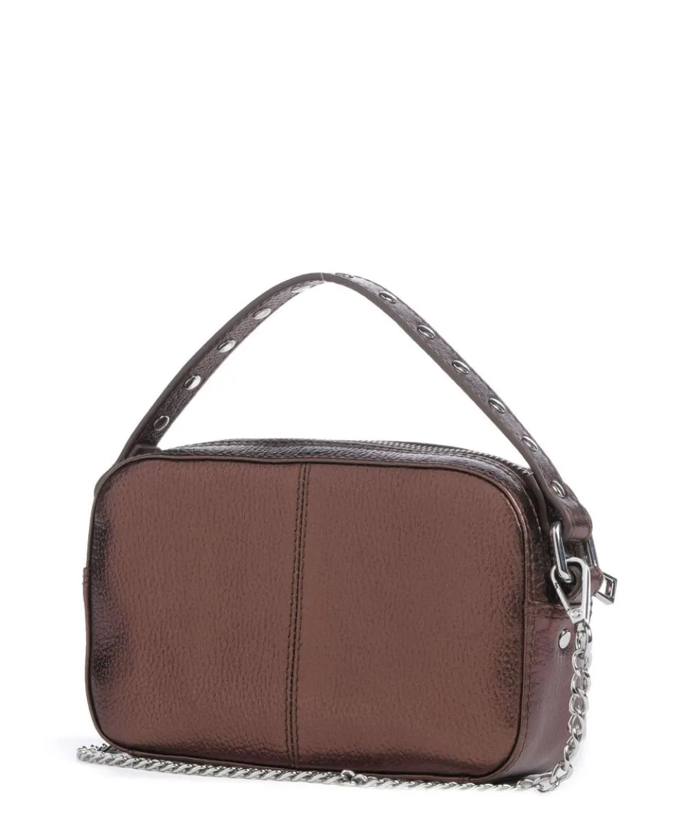 Metallic Helena Umhängetasche genarbtes Leder braun