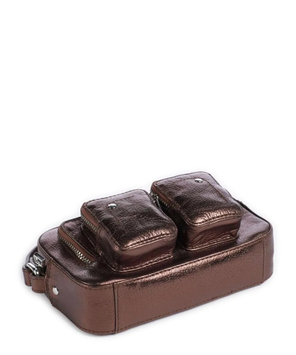Metallic Helena Umhängetasche genarbtes Leder braun