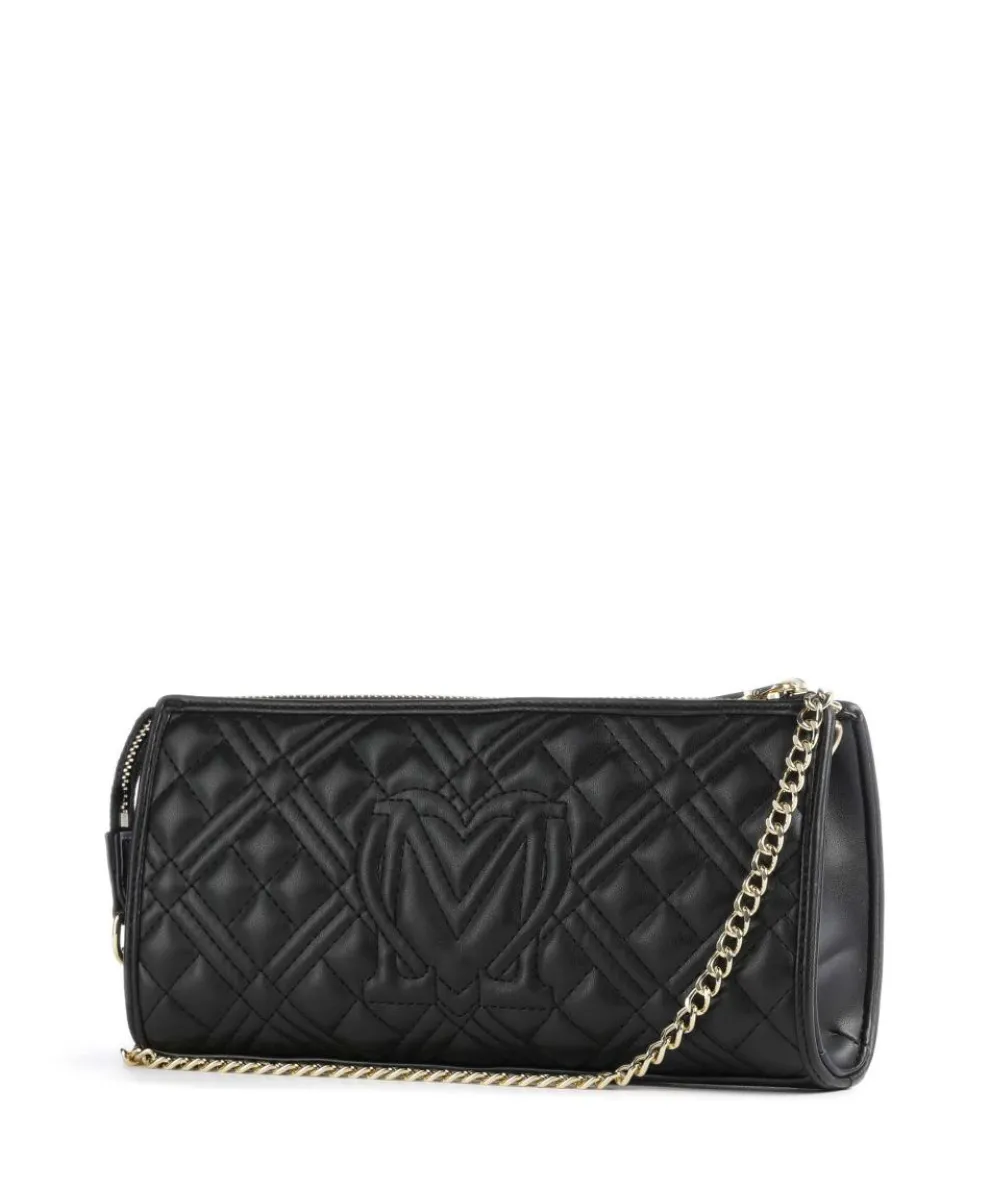 Quilted Schultertasche Lederimitat schwarz