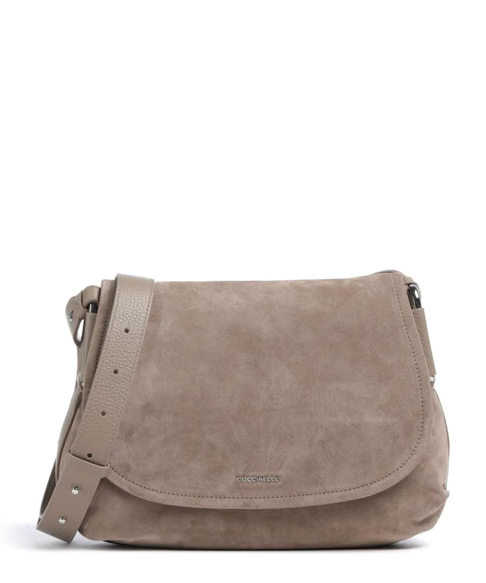 Rebekka Suede Schultertasche aufgerautes Rindsleder taupe