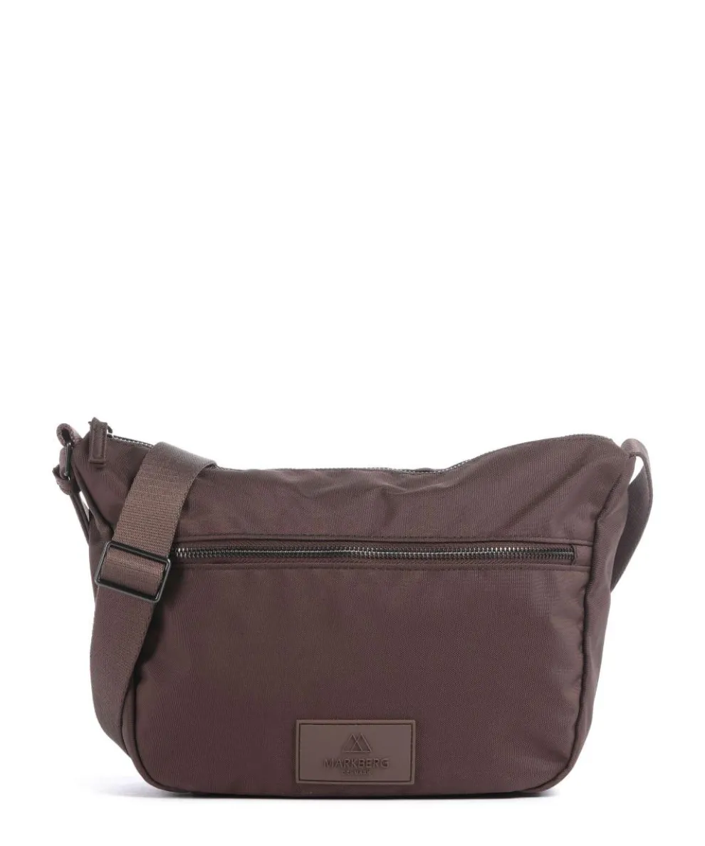 Mono Umhängetasche recyceltes Polyester dunkelbraun