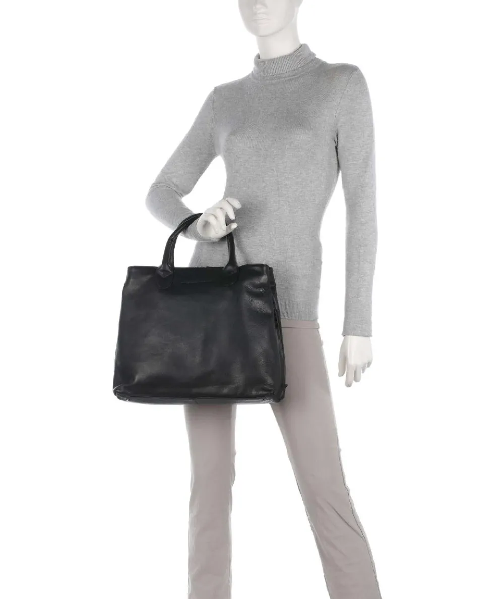 Cow Wax Pull Up Passau Handtasche 10″ Pull-Up Rindsleder schwarz