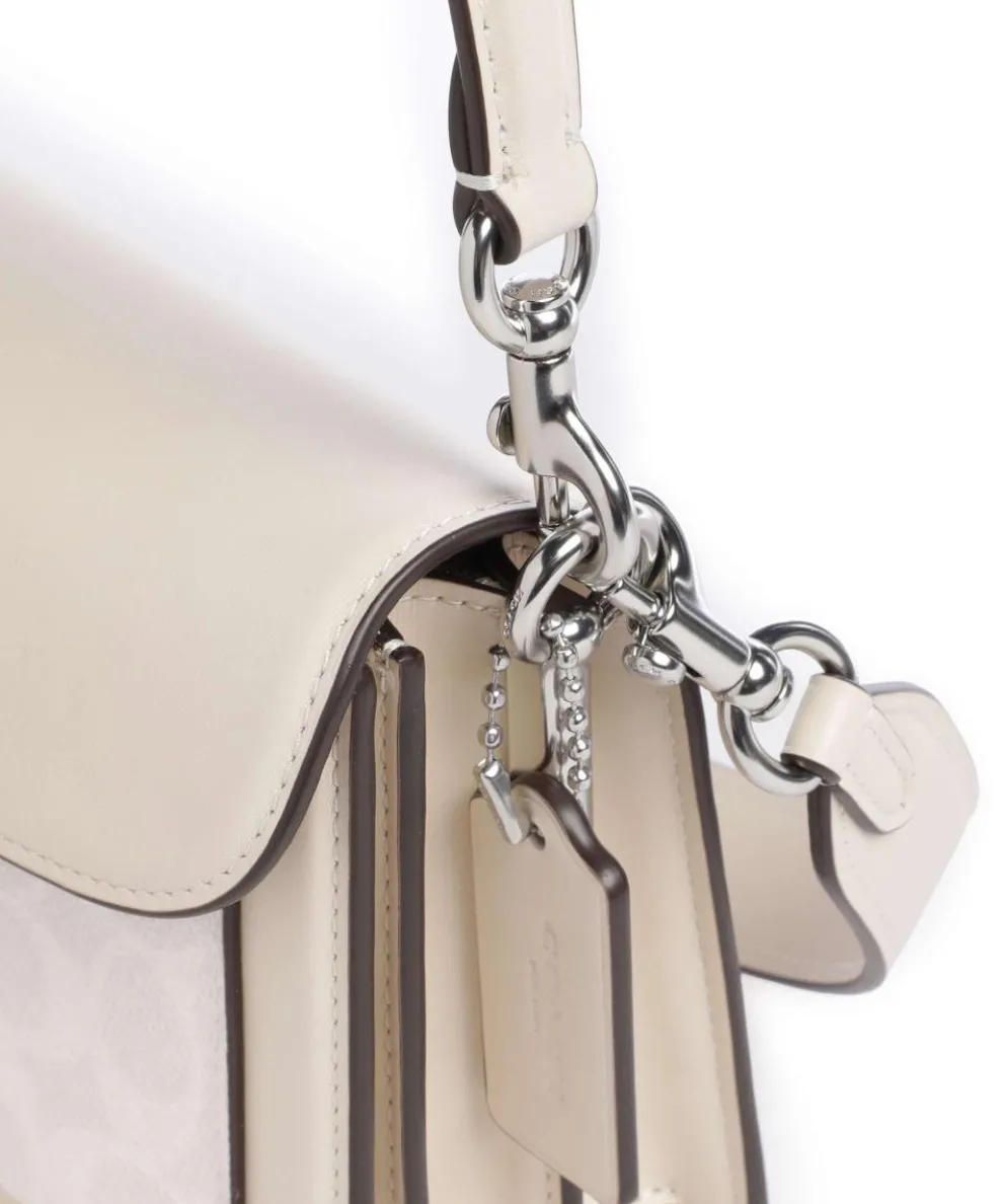 Tabby 26 Schultertasche Canvas, Kalbsleder creme