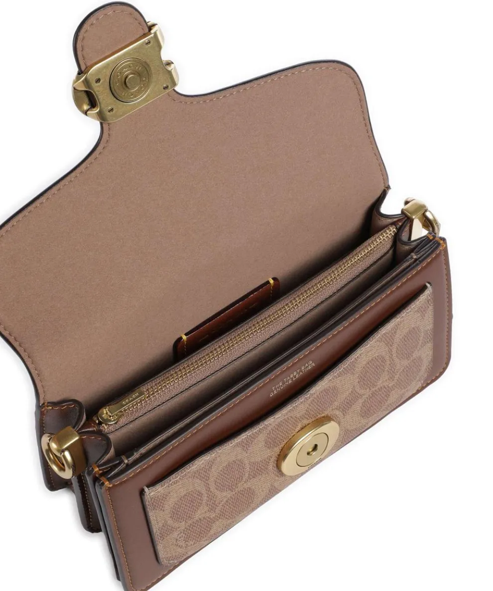 Tabby 20 Schultertasche fein genarbtes Rindsleder, Canvas dunkelbraun