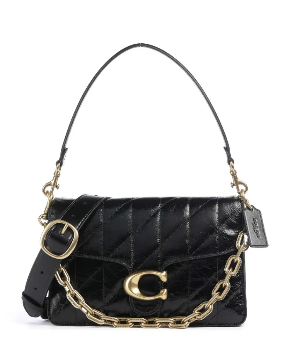 Tabby Quilted Glazed Schultertasche fein genarbtes Leder schwarz