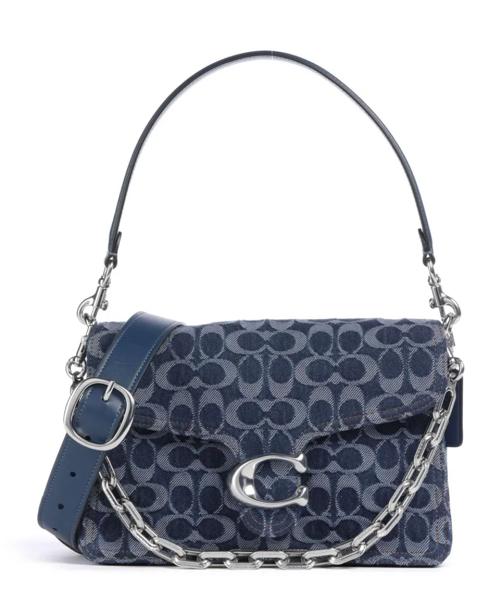 Tabby Signature Chain Schultertasche Baumwolle dunkelblau
