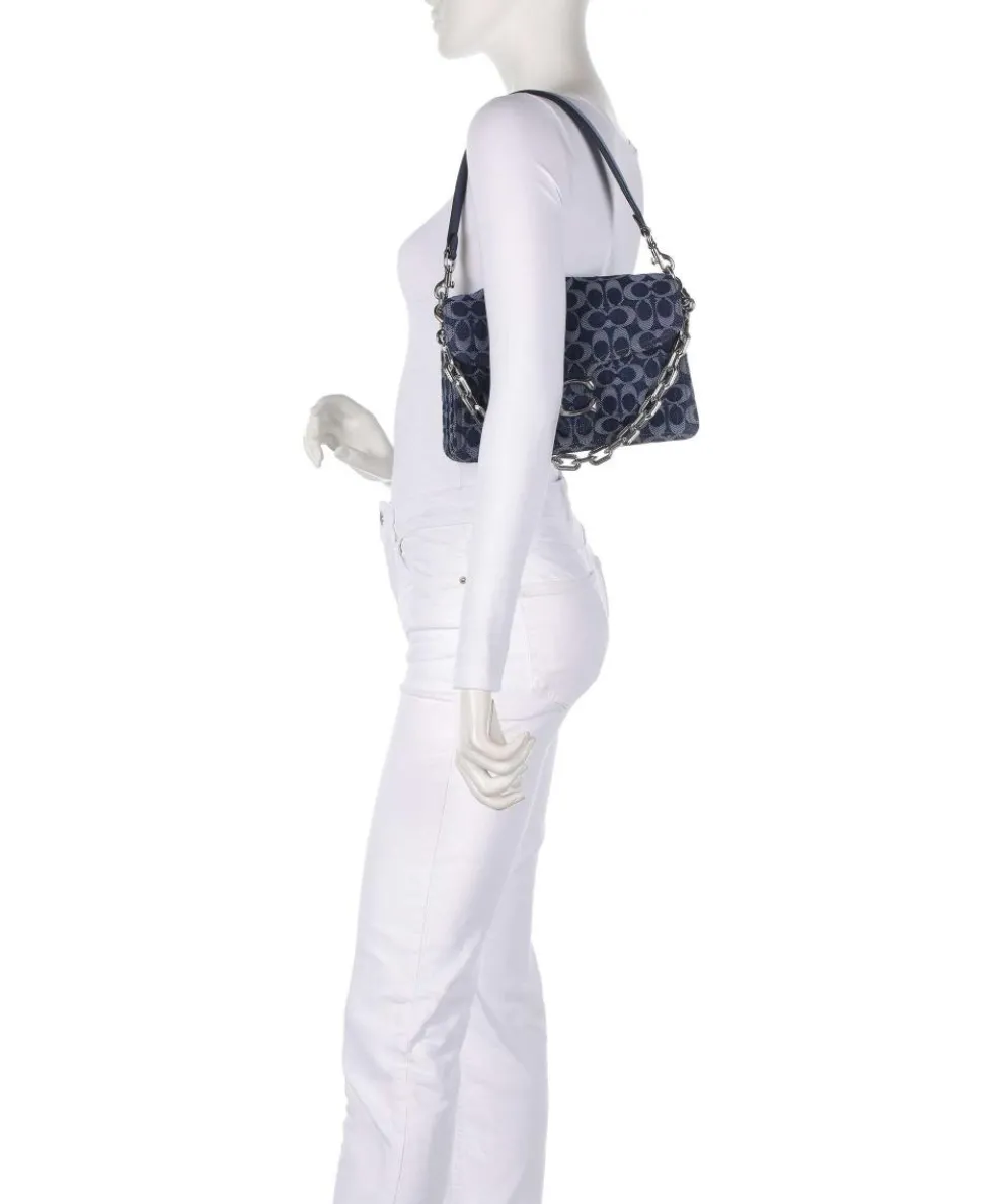 Tabby Signature Chain Schultertasche Baumwolle dunkelblau