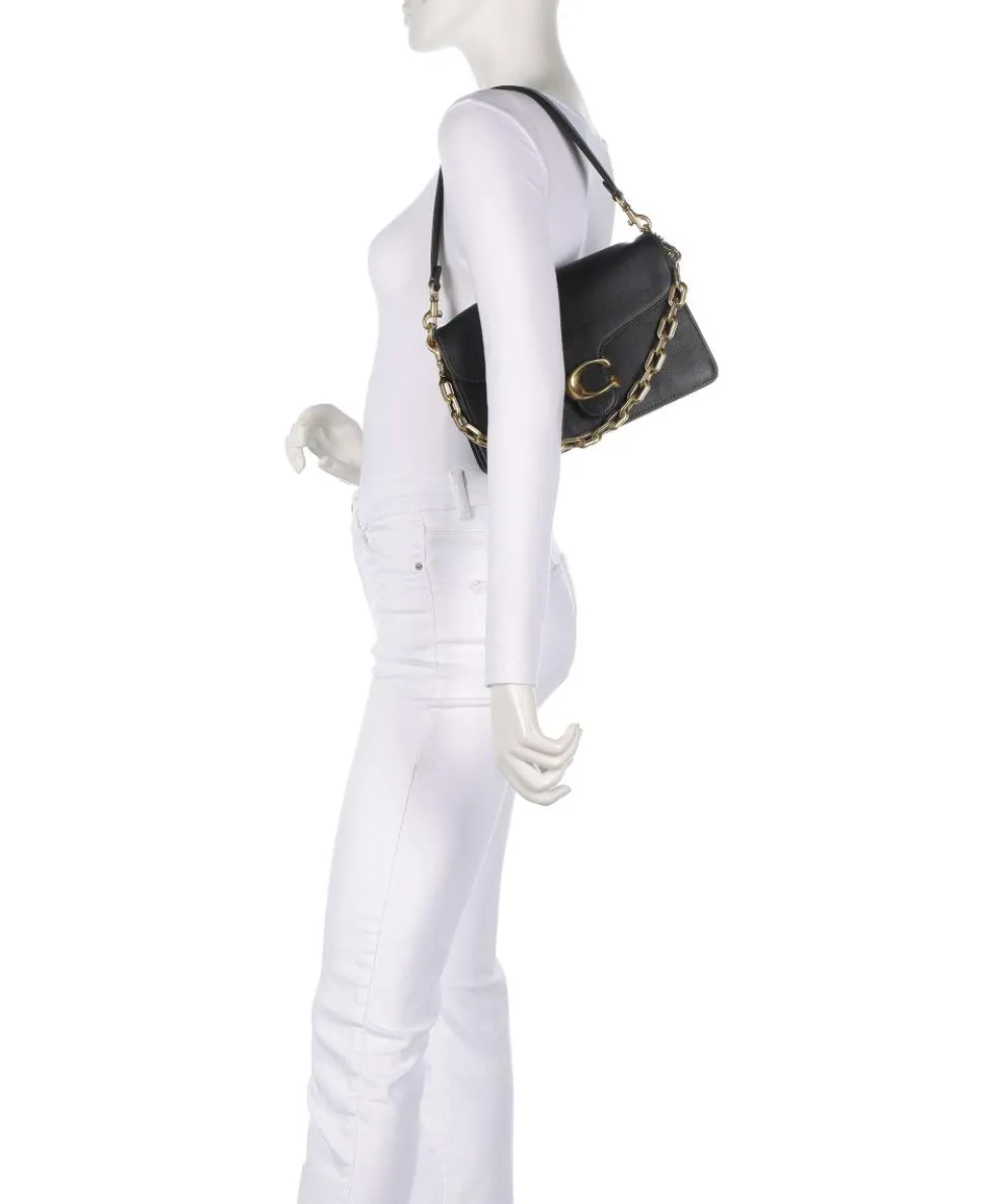 Tabby Soft Chain Schultertasche fein genarbtes Leder schwarz