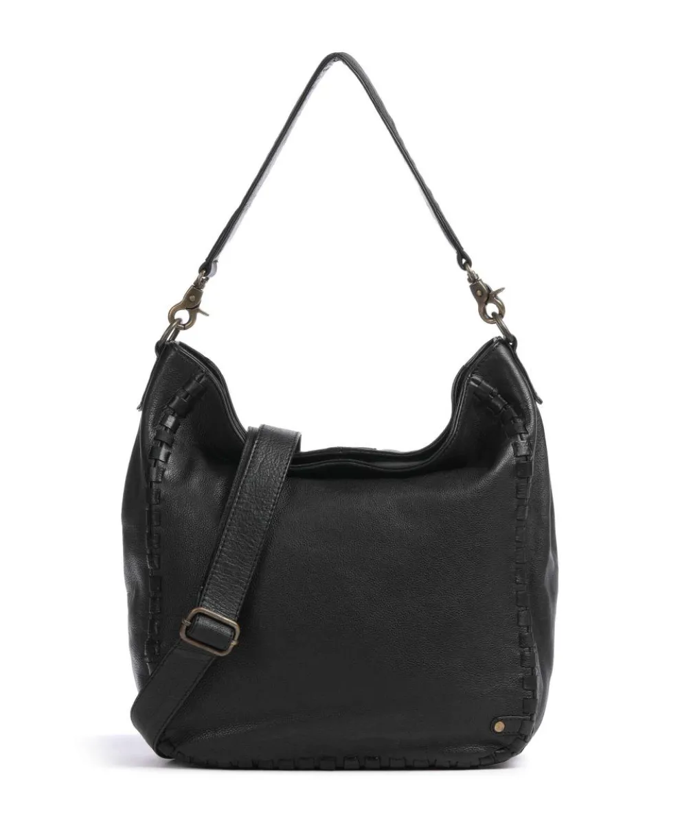 Tailors Stitch Schultertasche genarbtes Leder schwarz