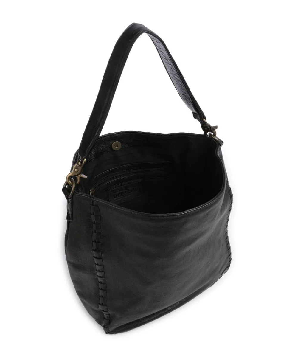 Tailors Stitch Schultertasche genarbtes Leder schwarz