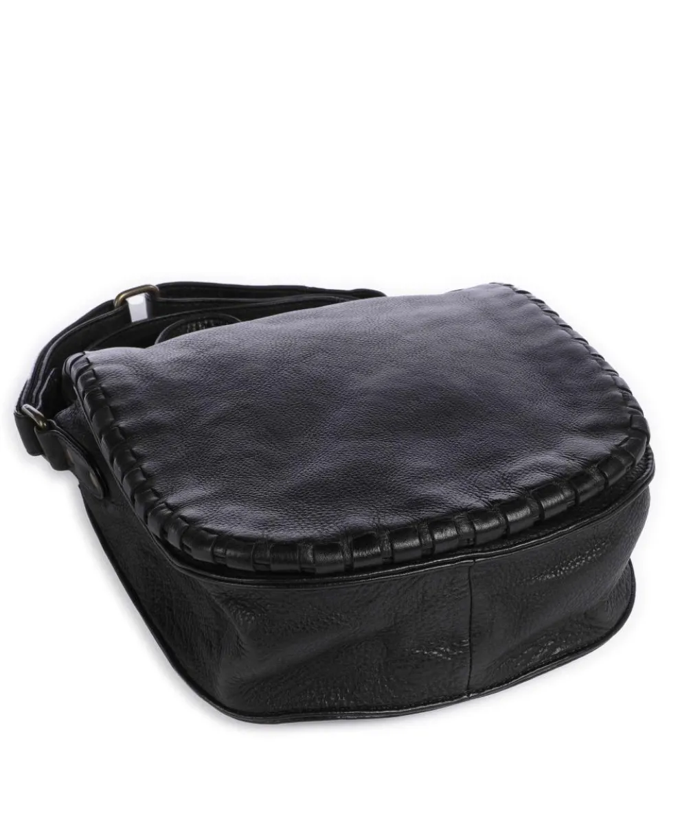 Tailors Stitch Umhängetasche genarbtes Rindsleder schwarz
