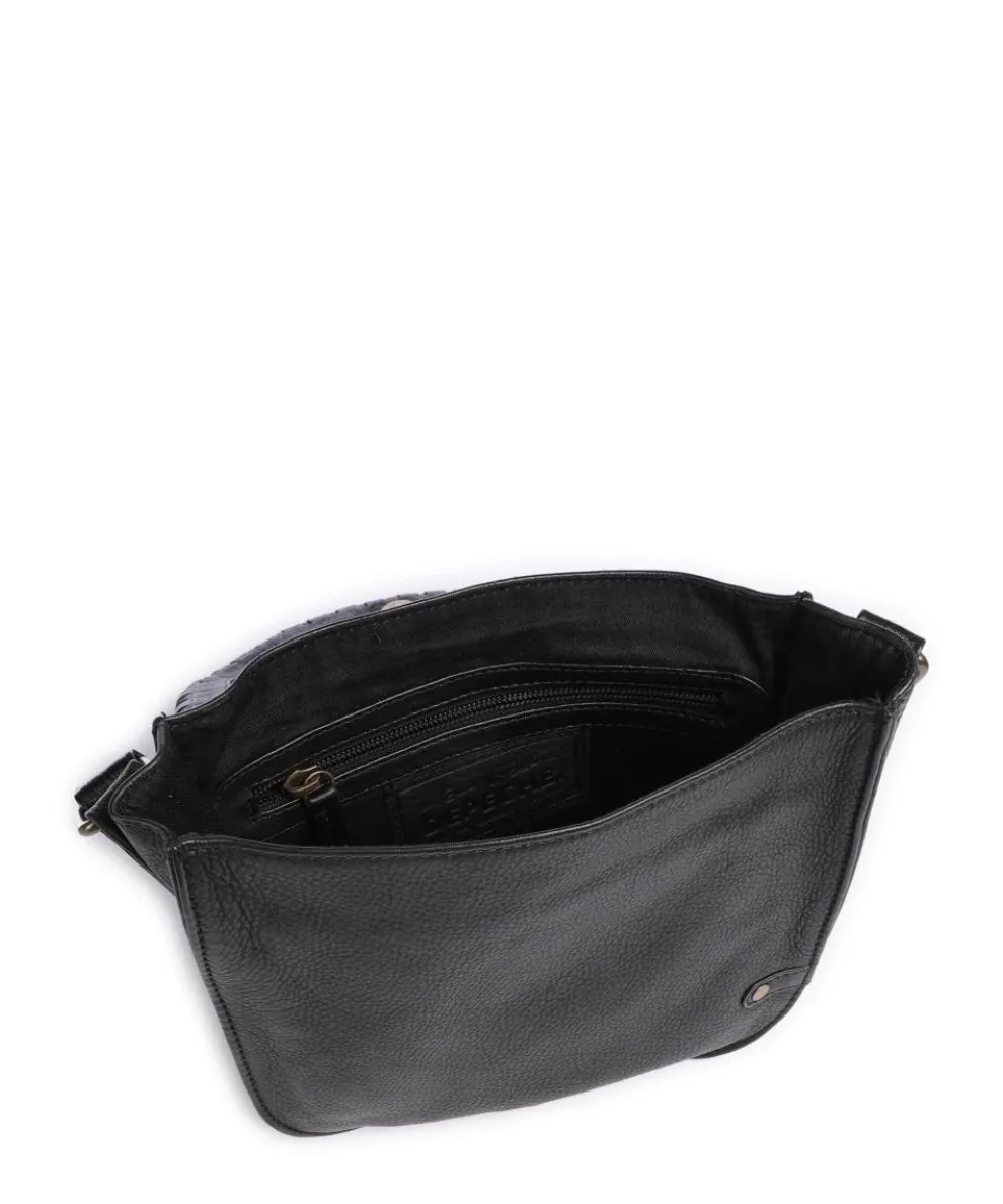 Tailors Stitch Umhängetasche genarbtes Rindsleder schwarz