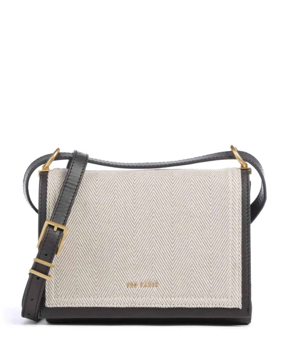 Talea Schultertasche fein genarbtes Rindsleder, Baumwolle dunkelbraun