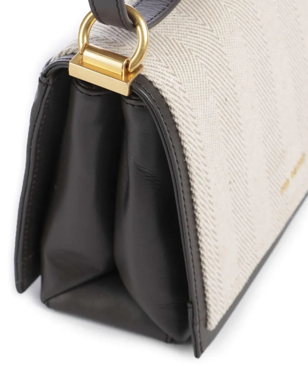 Talea Schultertasche fein genarbtes Rindsleder, Baumwolle dunkelbraun