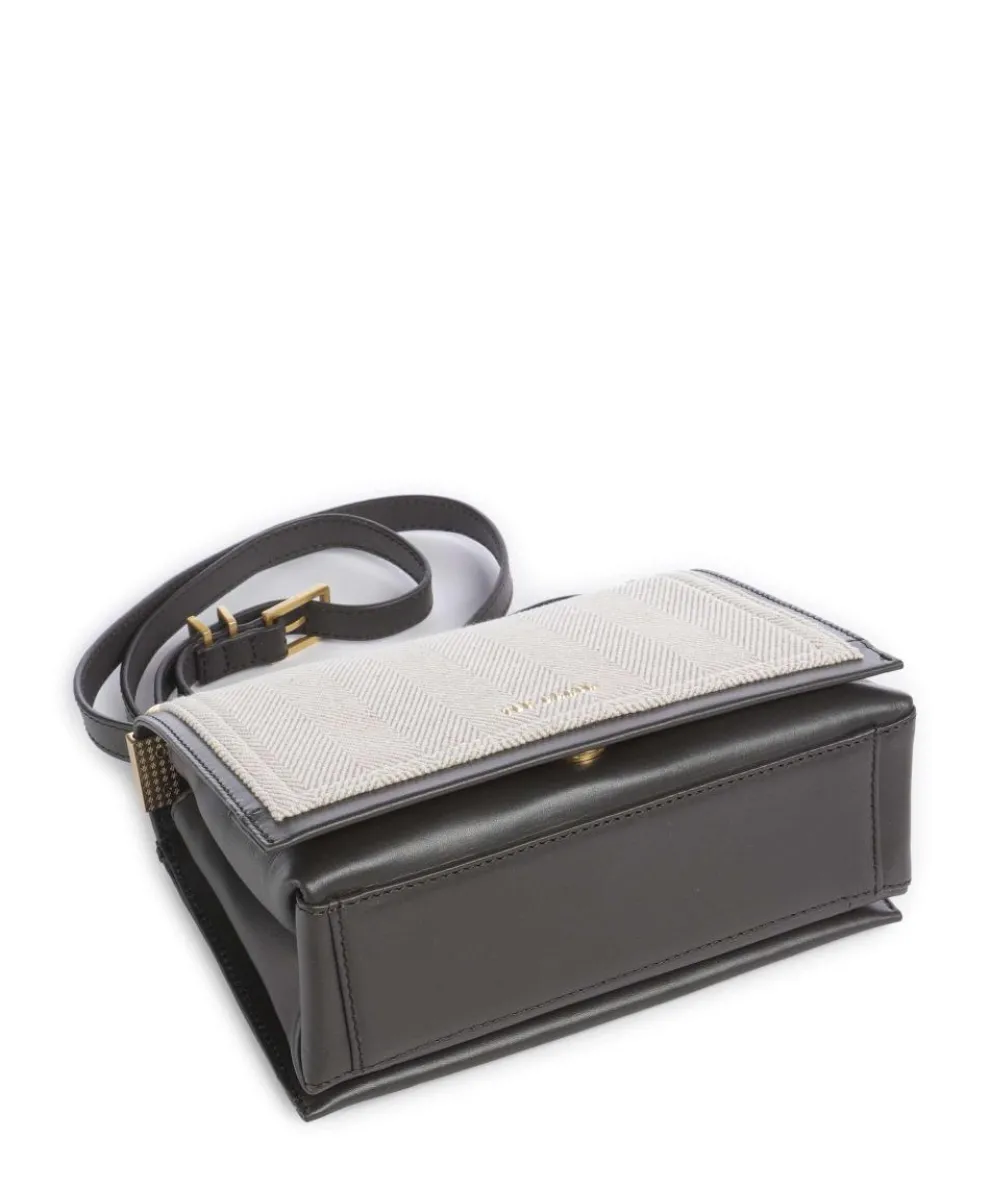 Talea Schultertasche fein genarbtes Rindsleder, Baumwolle dunkelbraun