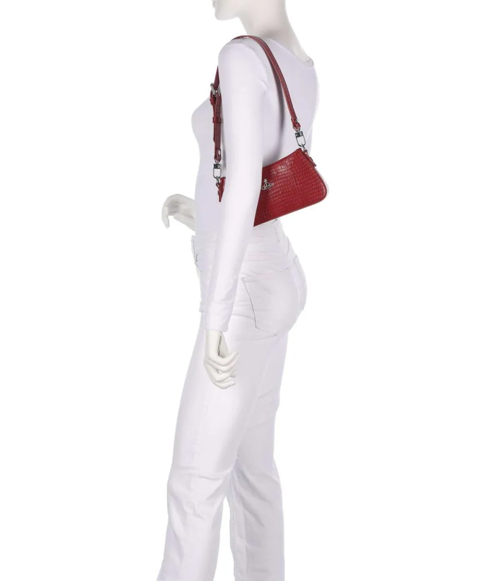 Tasha Embossed Croc Mini Schultertasche geprägtes Kalbsleder dunkelrot