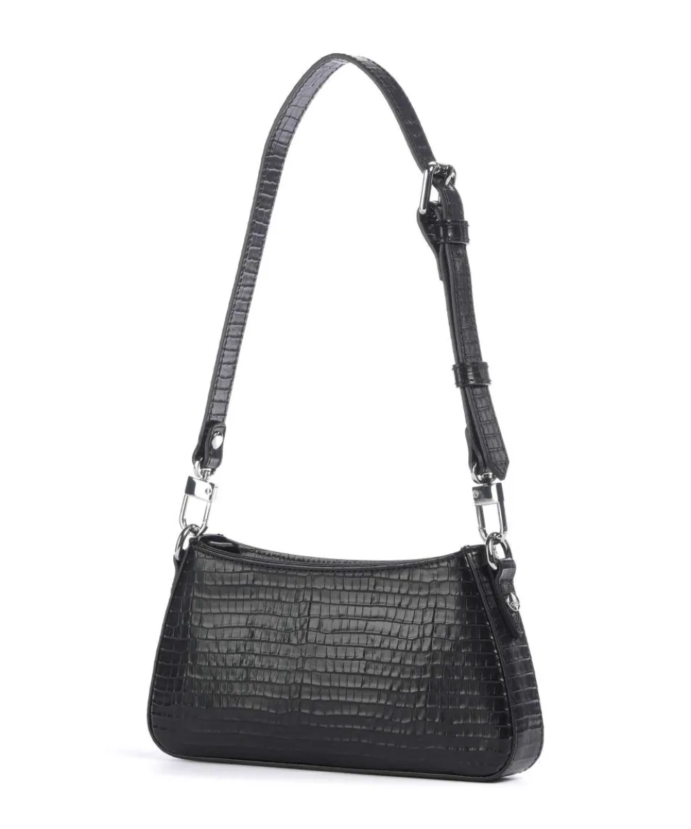 Tasha Embossed Croc Mini Schultertasche geprägtes Kalbsleder schwarz