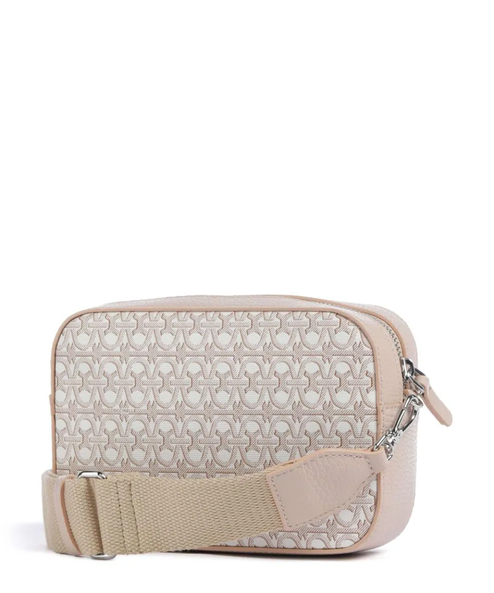 Tebe Monogram Umhängetasche genarbtes Leder, Baumwolle altrosa