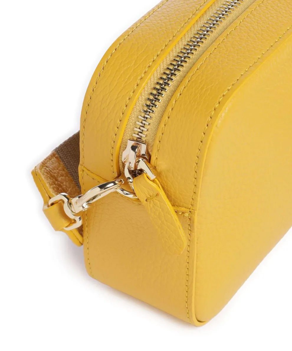 Tebe Umhängetasche genarbtes Leder senfgelb