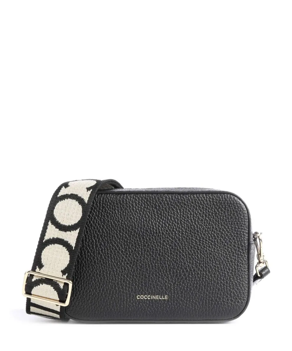 Tebe Umhängetasche genarbtes Leder schwarz