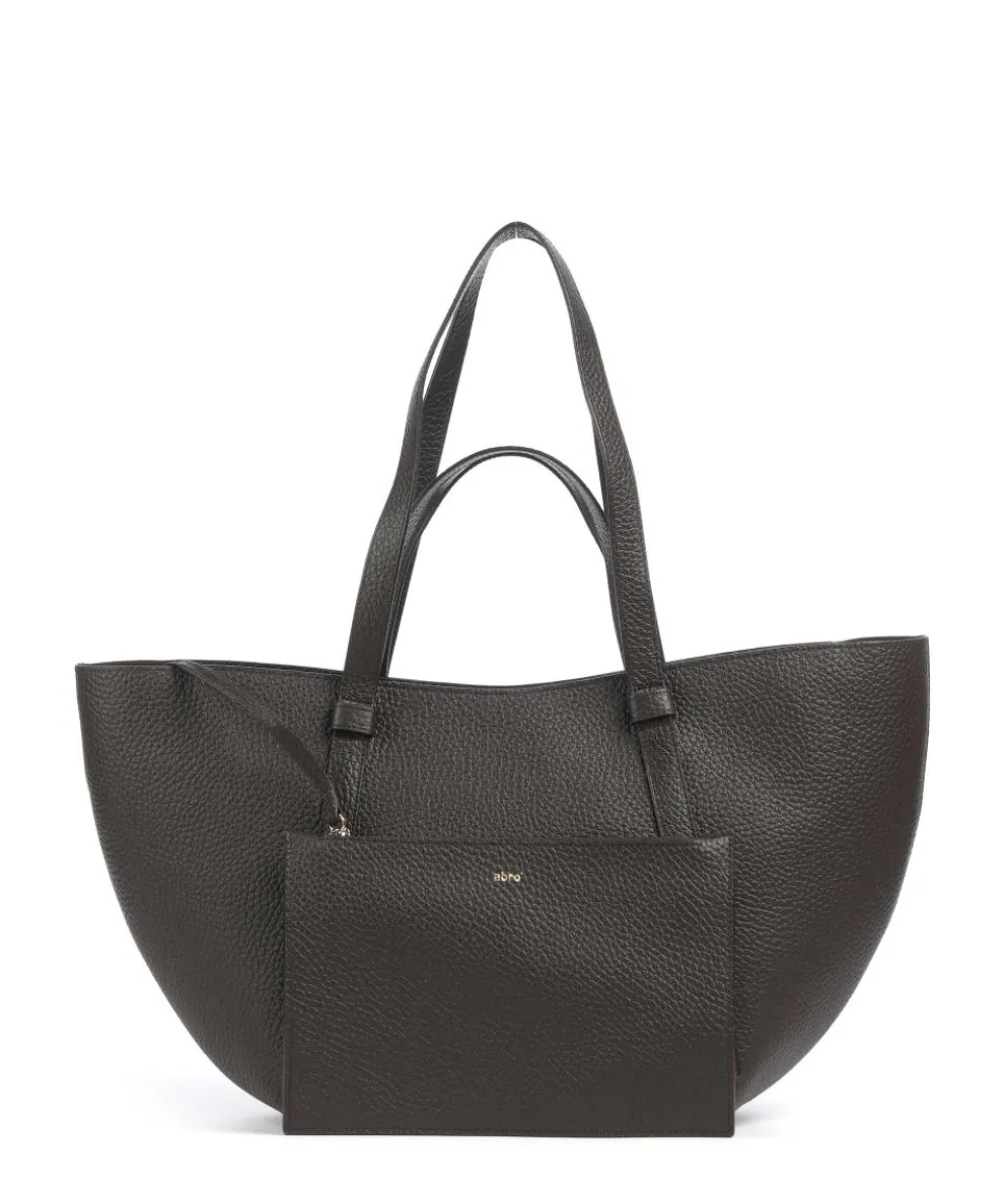 Tekla Cosmo Large Shopper genarbtes Leder dunkelbraun