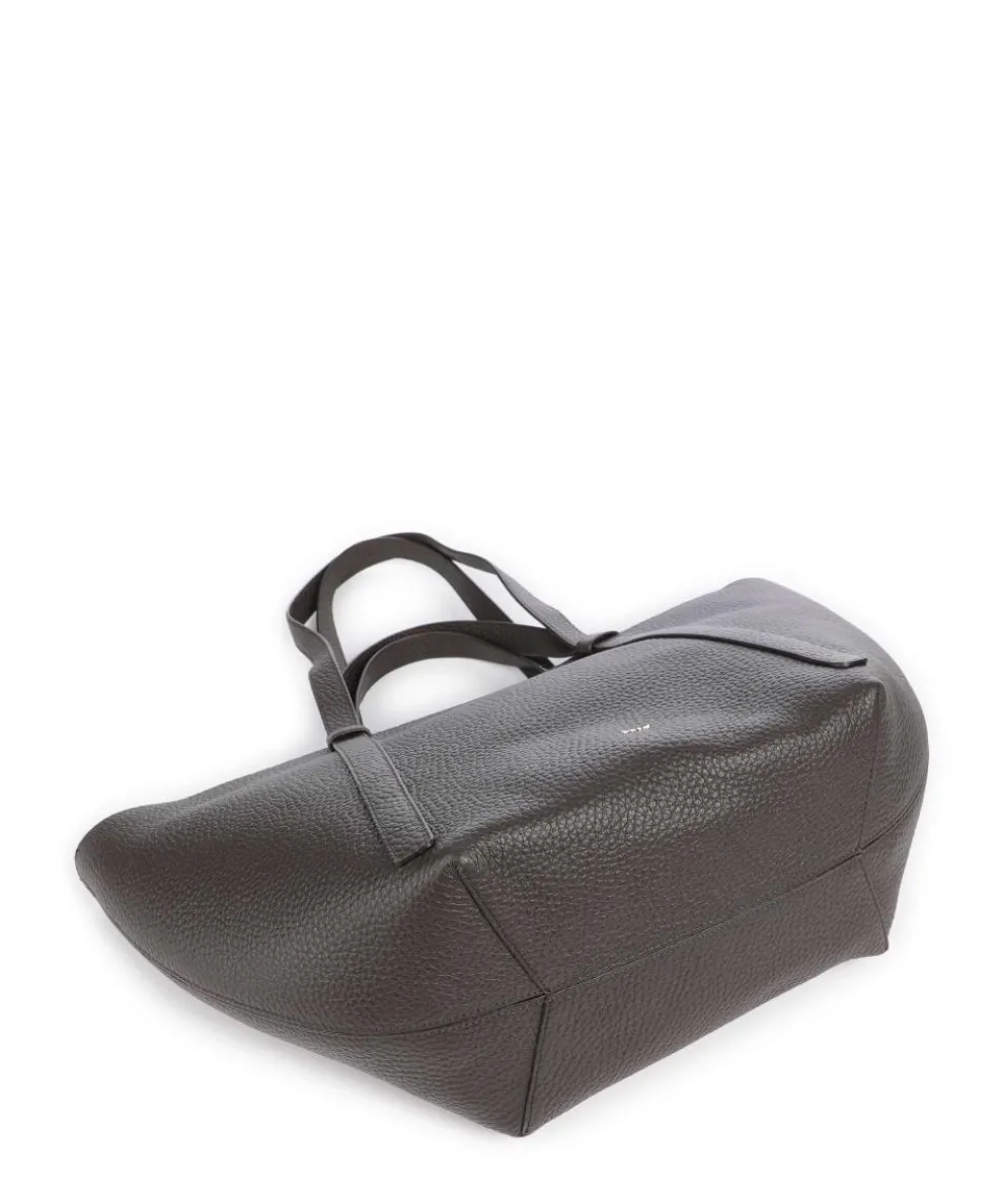 Tekla Cosmo Large Shopper genarbtes Leder dunkelbraun