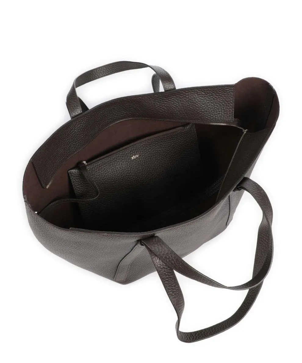 Tekla Cosmo Large Shopper genarbtes Leder dunkelbraun