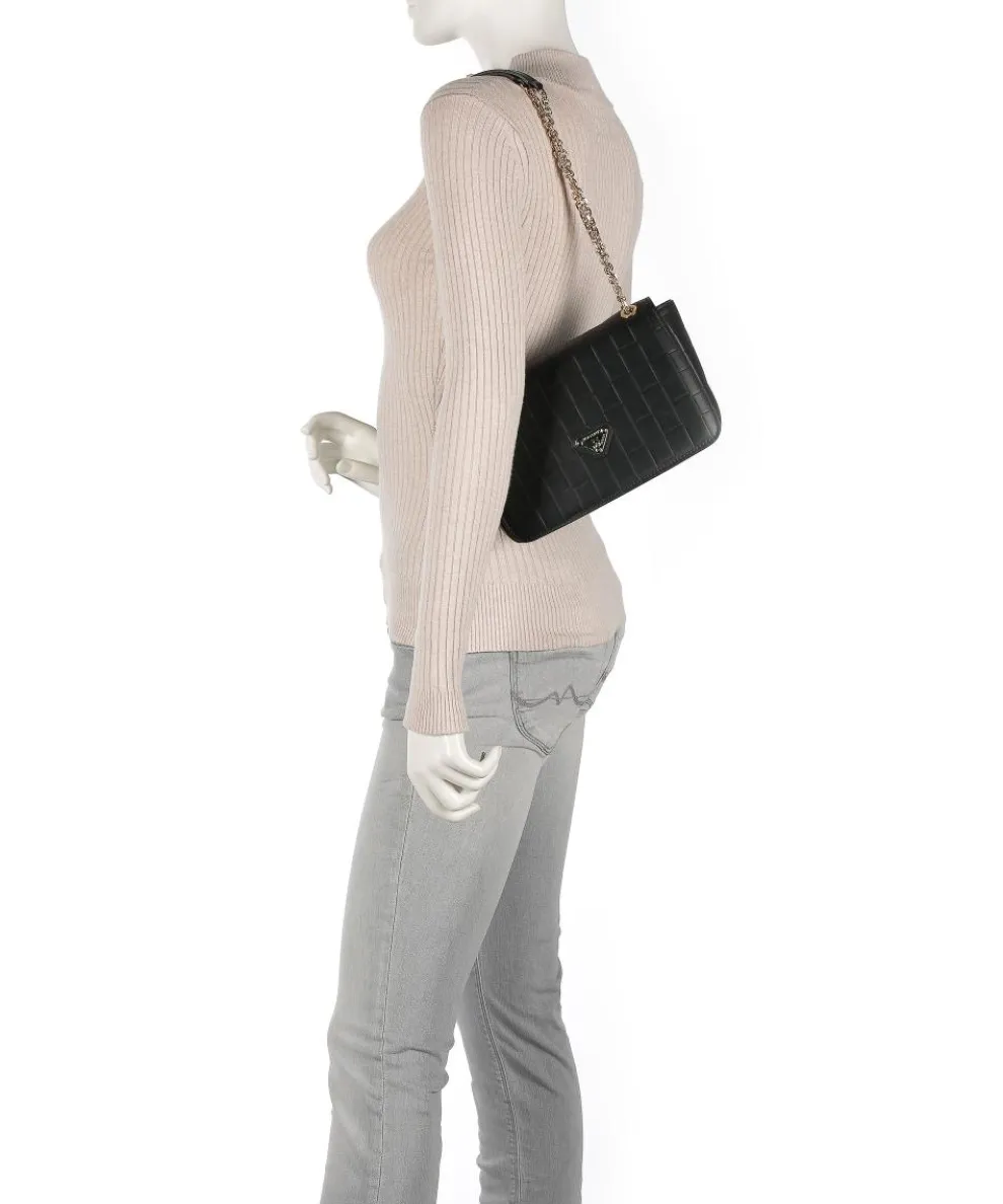 Tile Biasca Schultertasche fein genarbtes Kalbsleder schwarz