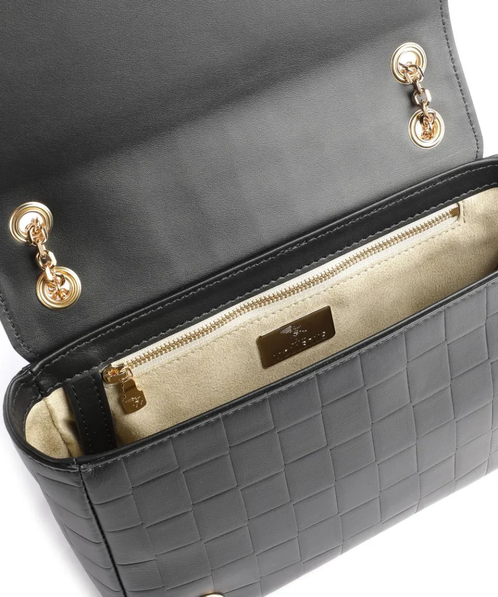 Tile Biasca Schultertasche fein genarbtes Kalbsleder schwarz