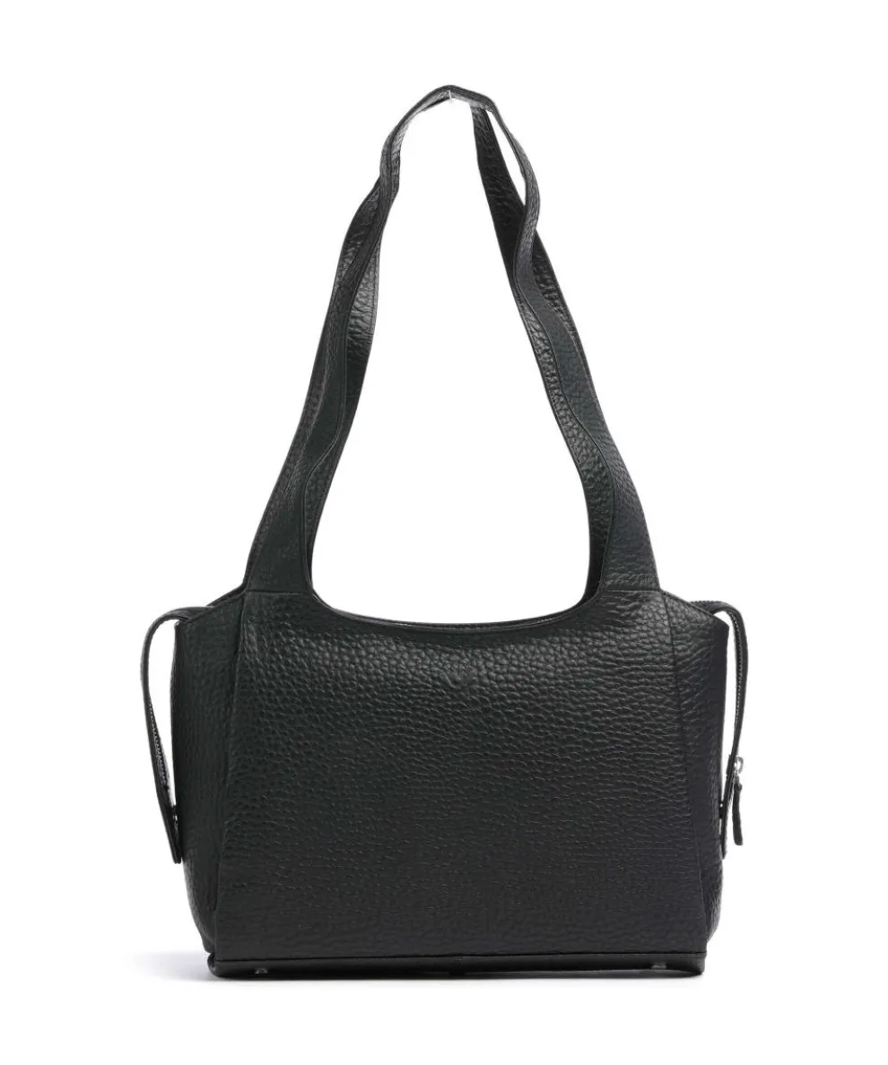 Hirsch Adelina Beuteltasche genarbtes Leder schwarz