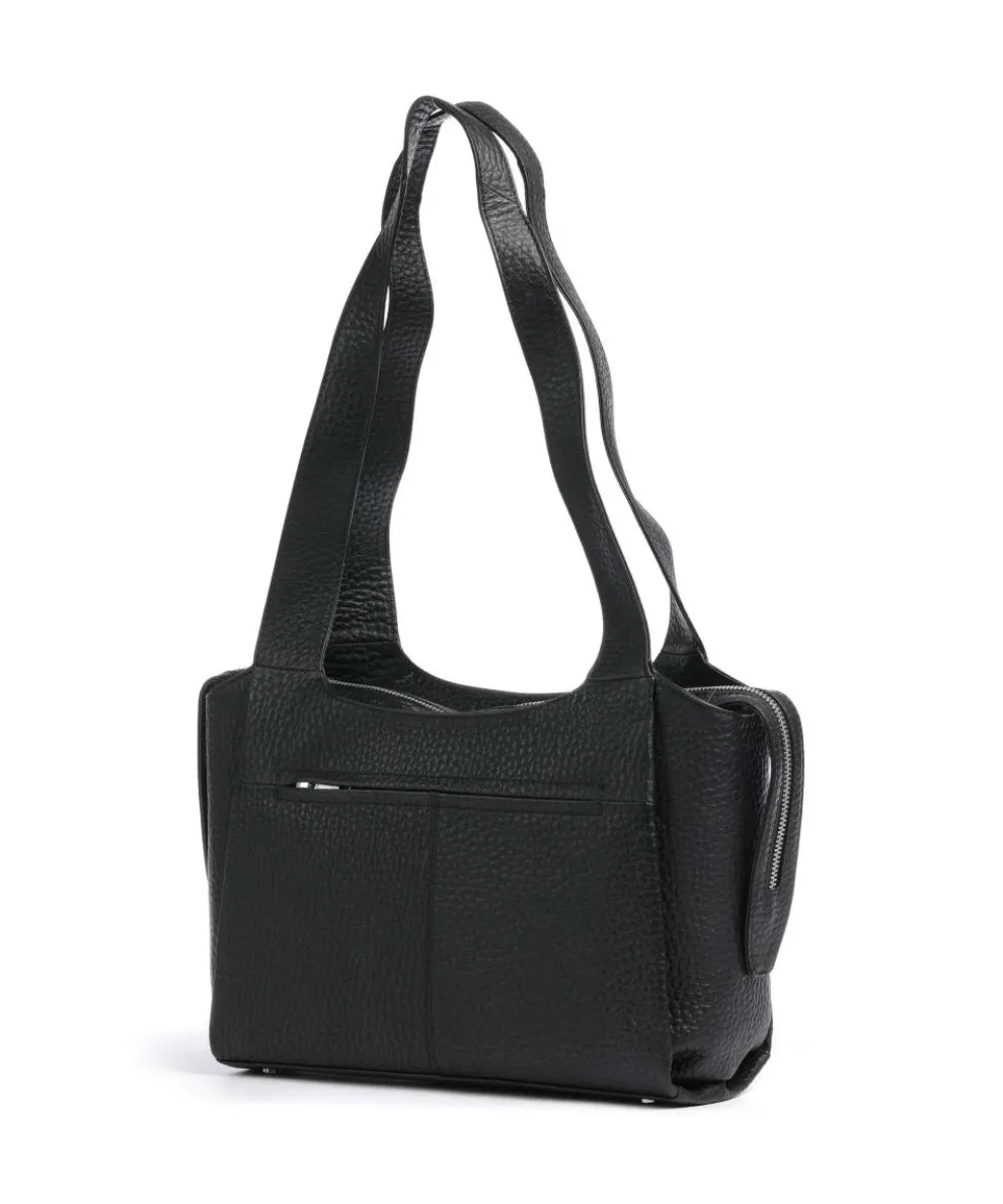 Hirsch Adelina Beuteltasche genarbtes Leder schwarz