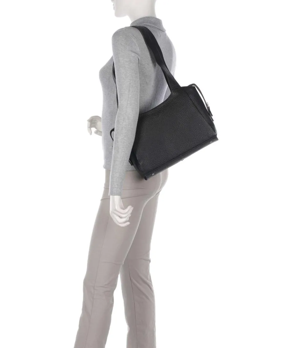 Hirsch Adelina Beuteltasche genarbtes Leder schwarz