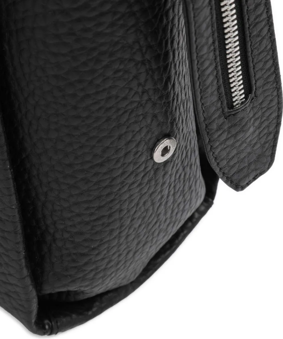 Hirsch Adelina Beuteltasche genarbtes Leder schwarz