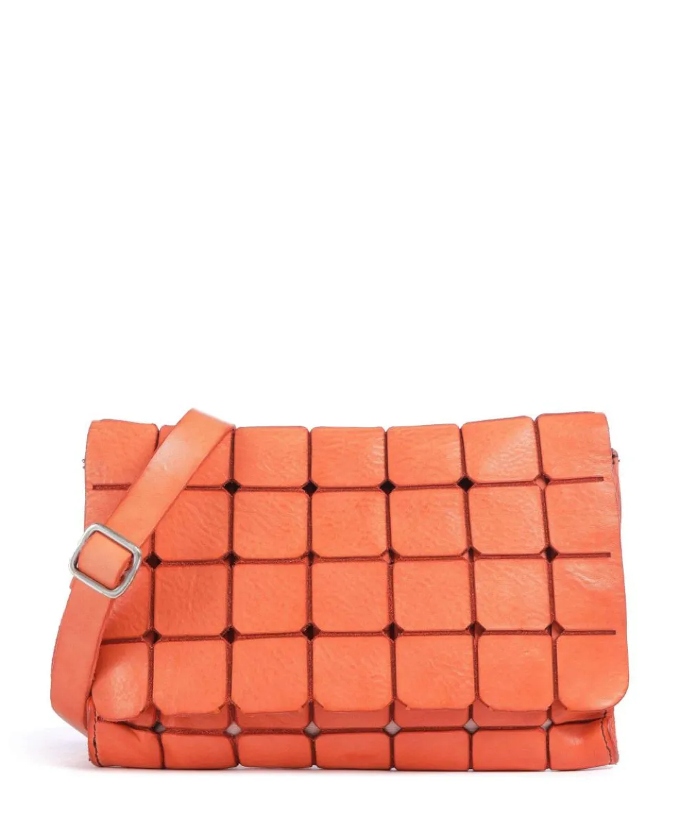 Umhängetasche genarbtes Rindsleder orange