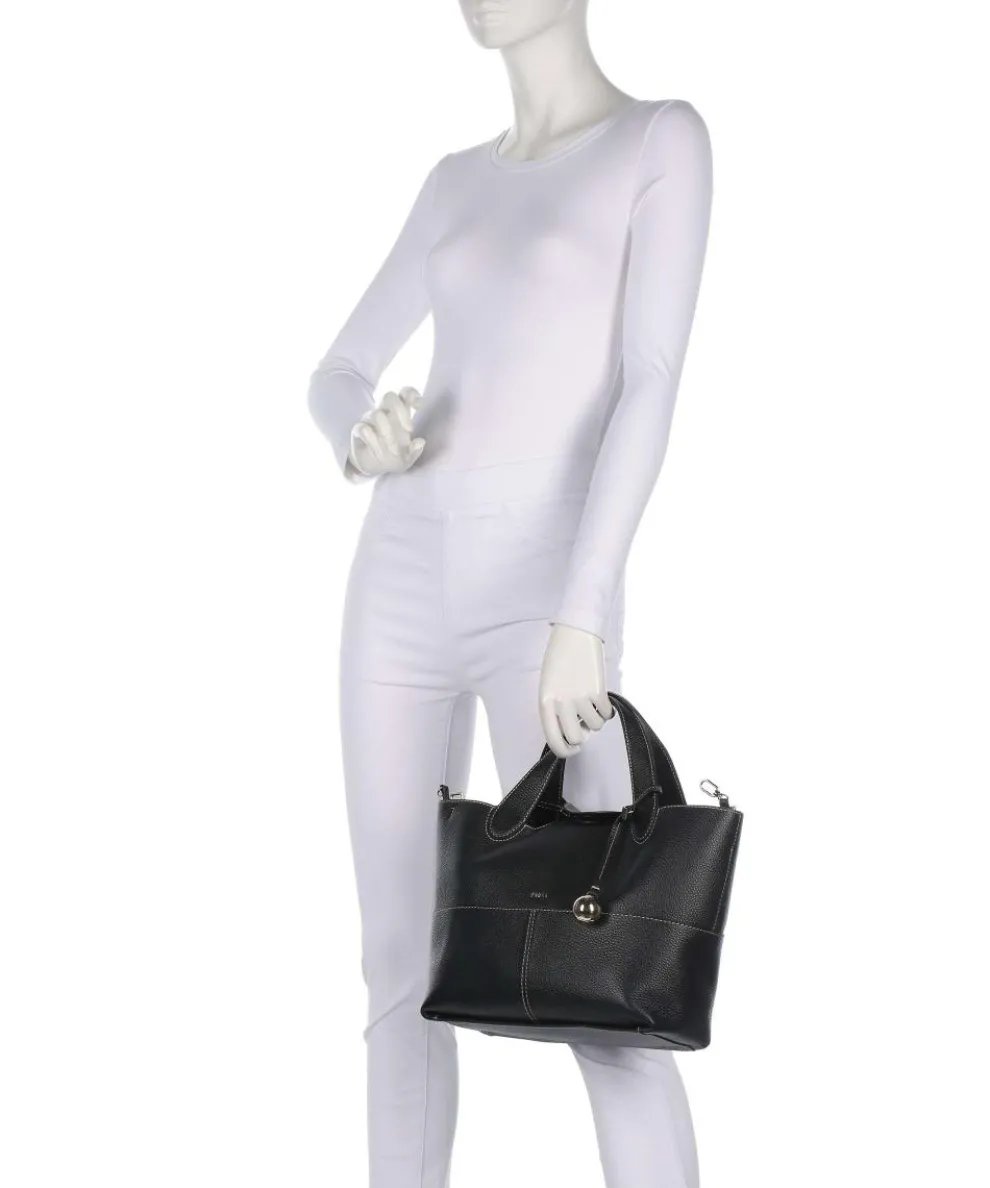 Primrose M Handtasche genarbtes Leder schwarz