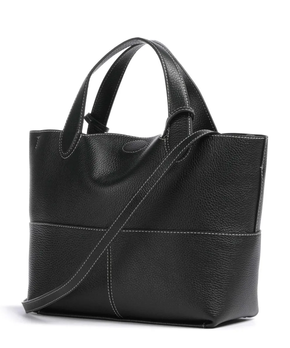 Primrose M Handtasche genarbtes Leder schwarz