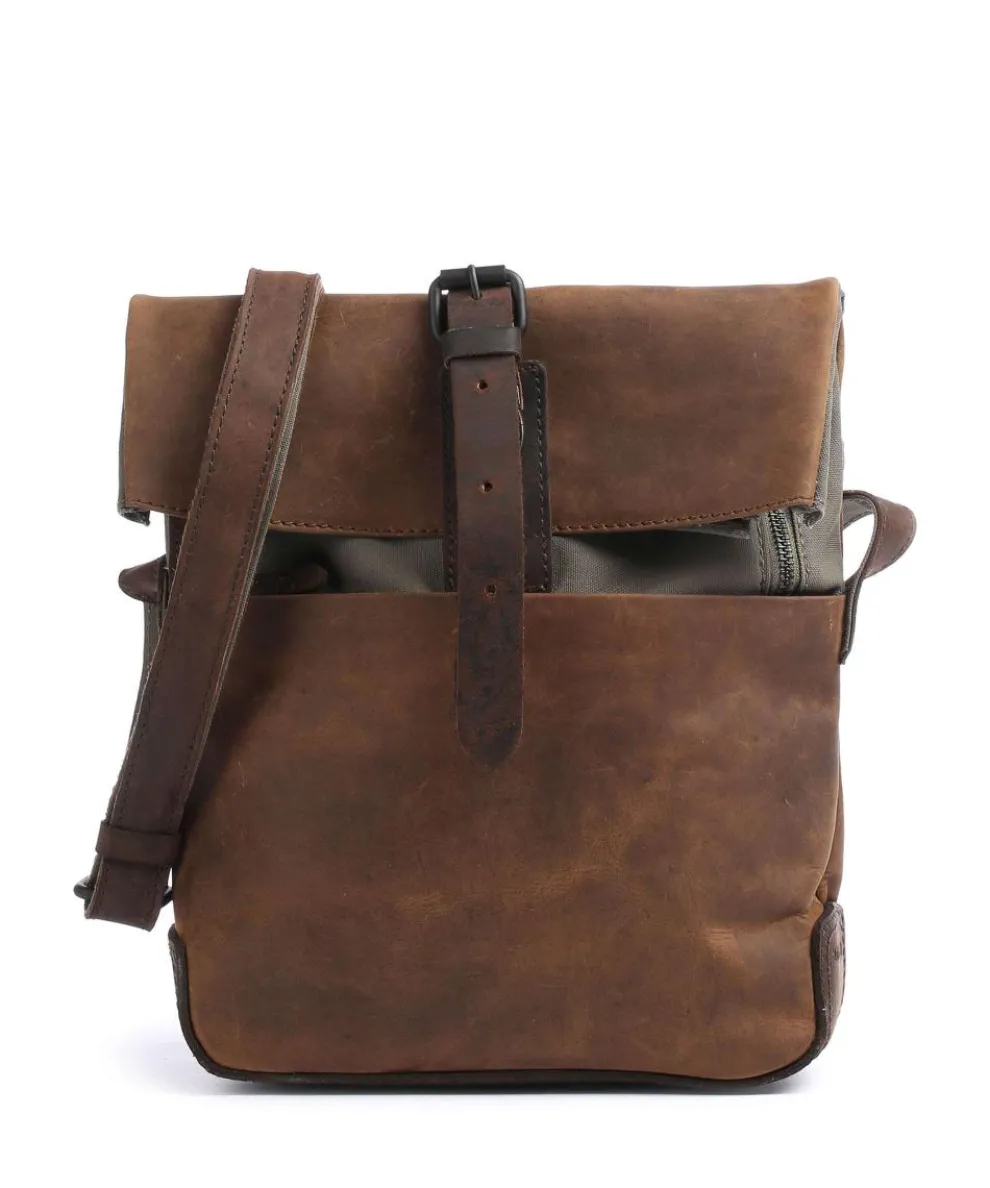 Twister Umhängetasche Canvas, Rindsleder braun