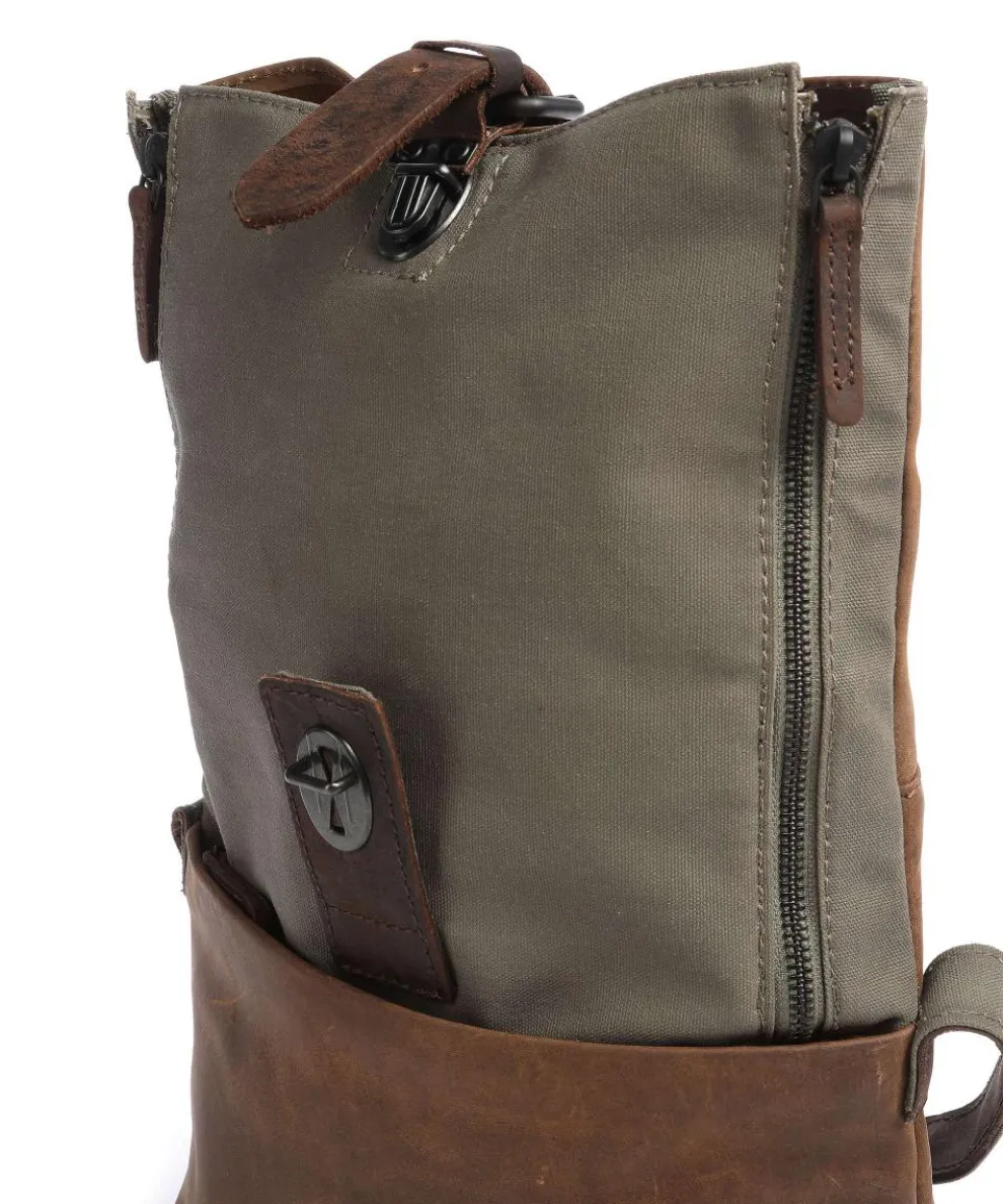 Twister Umhängetasche Canvas, Rindsleder braun