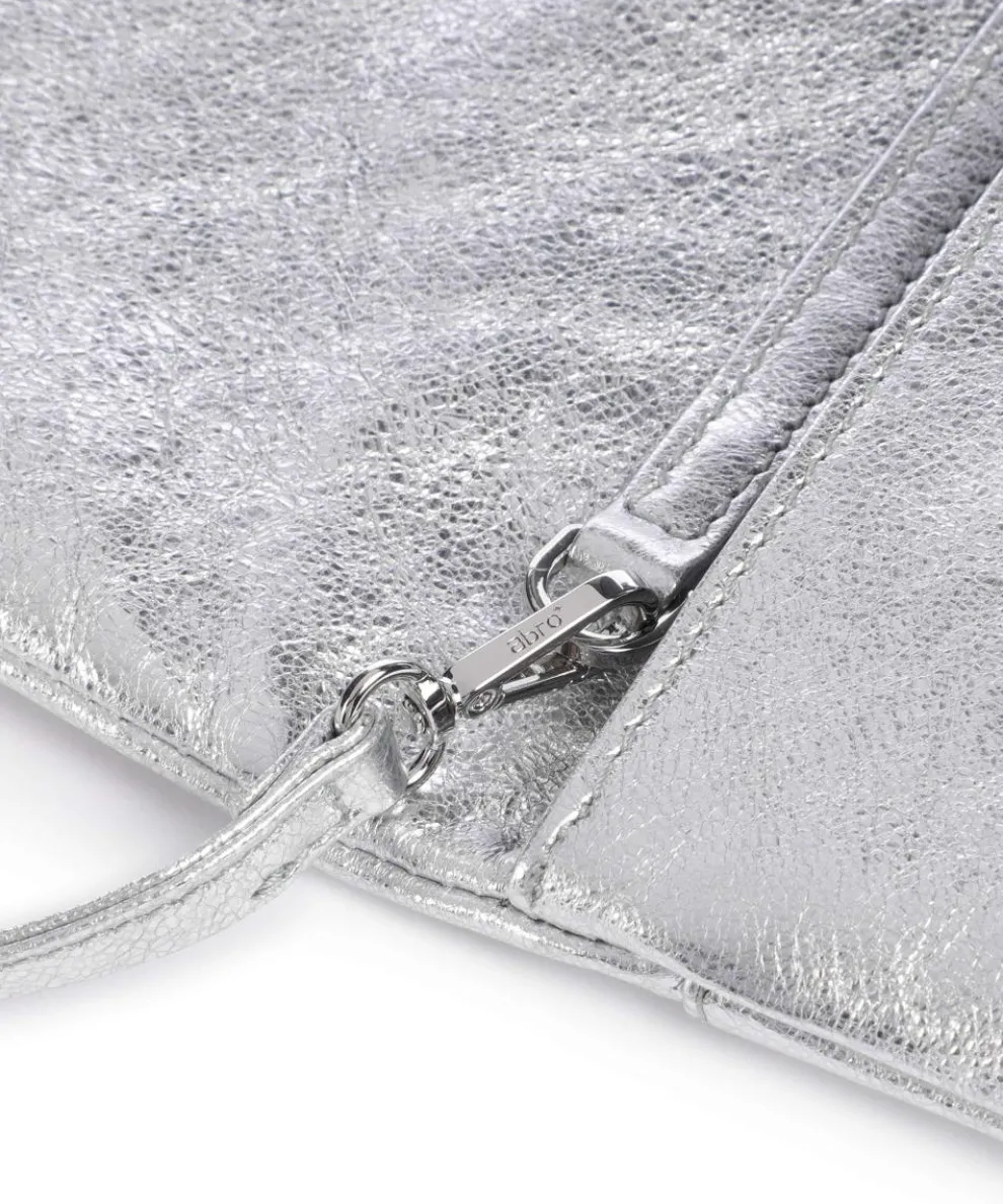 Mimosa Strass Schultertasche genarbtes Leder silber