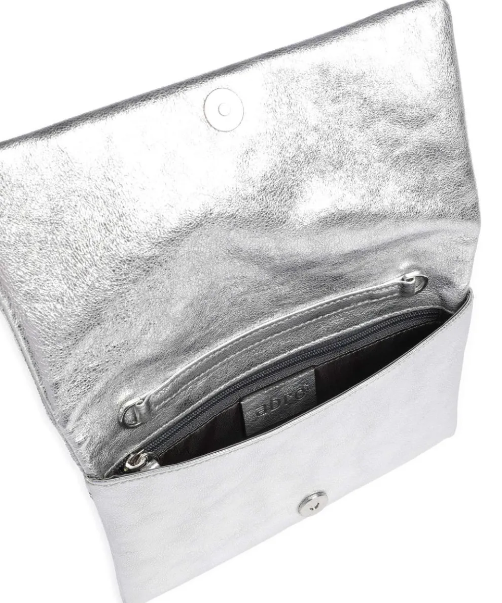 Mimosa Strass Schultertasche genarbtes Leder silber