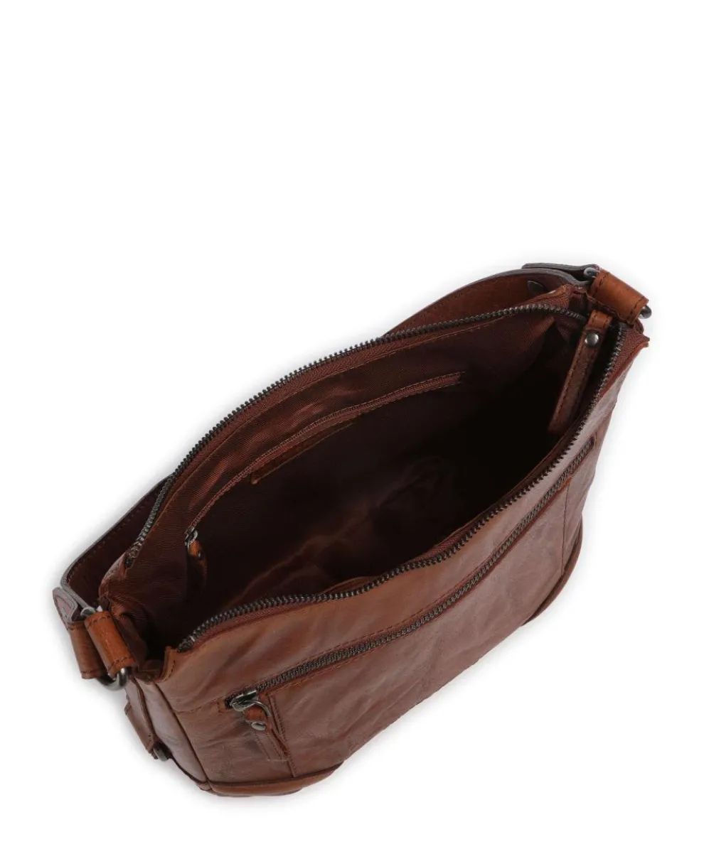 Bronco Candee Beuteltasche fein genarbtes Leder cognac
