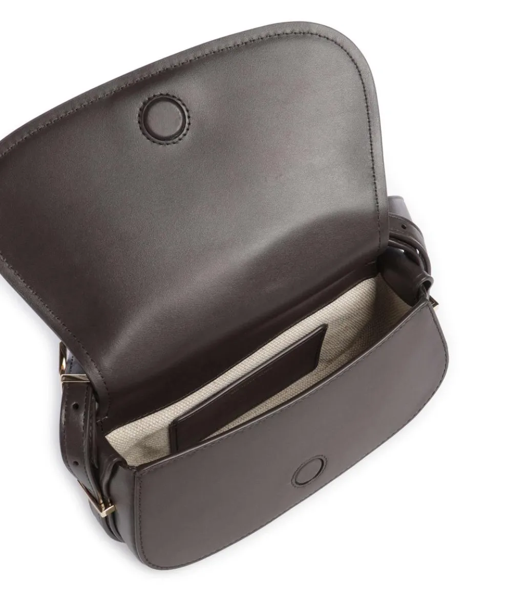 Lydia Small Umhängetasche fein genarbtes Rindsleder dunkelbraun