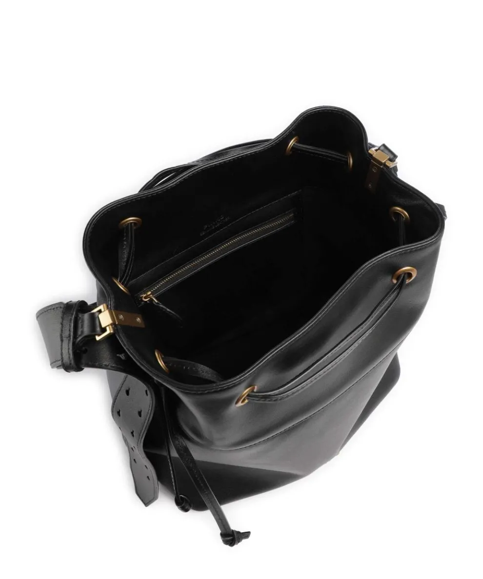Secchiello Classic Bucket bag fein genarbtes Kalbsleder schwarz