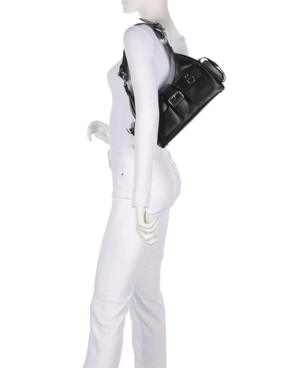 Amelia Schultertasche fein genarbtes Rindsleder schwarz