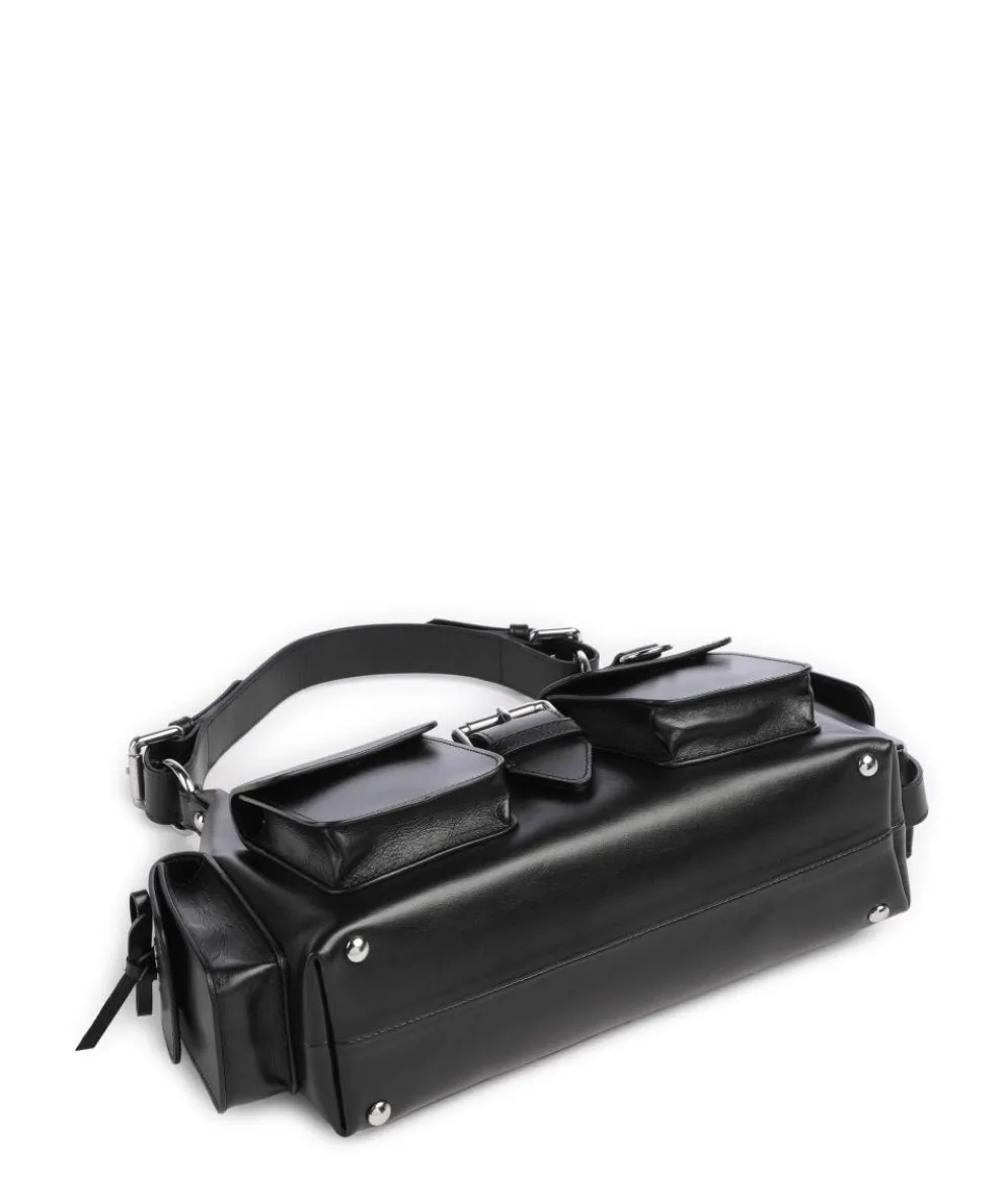 Amelia Schultertasche fein genarbtes Rindsleder schwarz