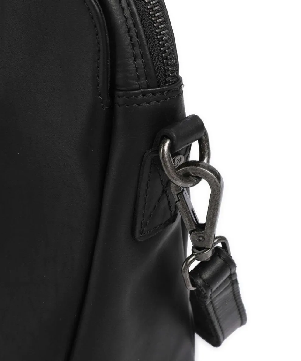 Cow Wax Pull Up Pretoria Schultertasche 13″ Rindsleder schwarz